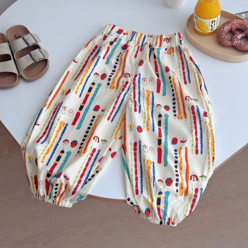 Baby Summer Children's Clothing Boys and Girls Full Cotton Short Sleeve T-shirt+Thin Pants Cartoon Mosquito Pants Two Piece Set