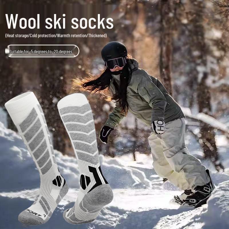 Unisex Cross-Border Style Wool Ski Socks: Long Tube, Warm, Anti-Slip, Anti-Pilling, Ideal for Skiing and Mountaineering