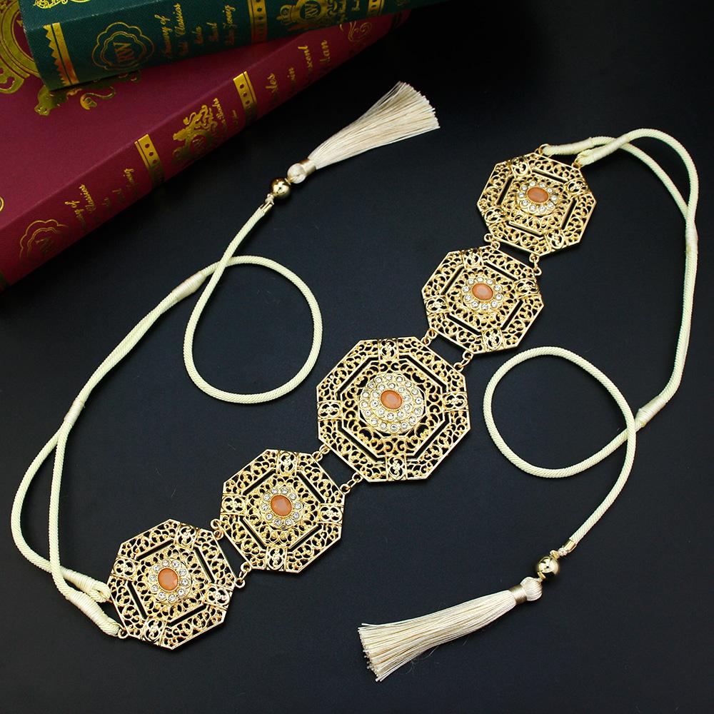 Eleganter Seilgürtel für Damen, quadratisch, hohl, Taillenkettengürtel, Braut, Hochzeit, Schmuck, Handquasten, Seilkette