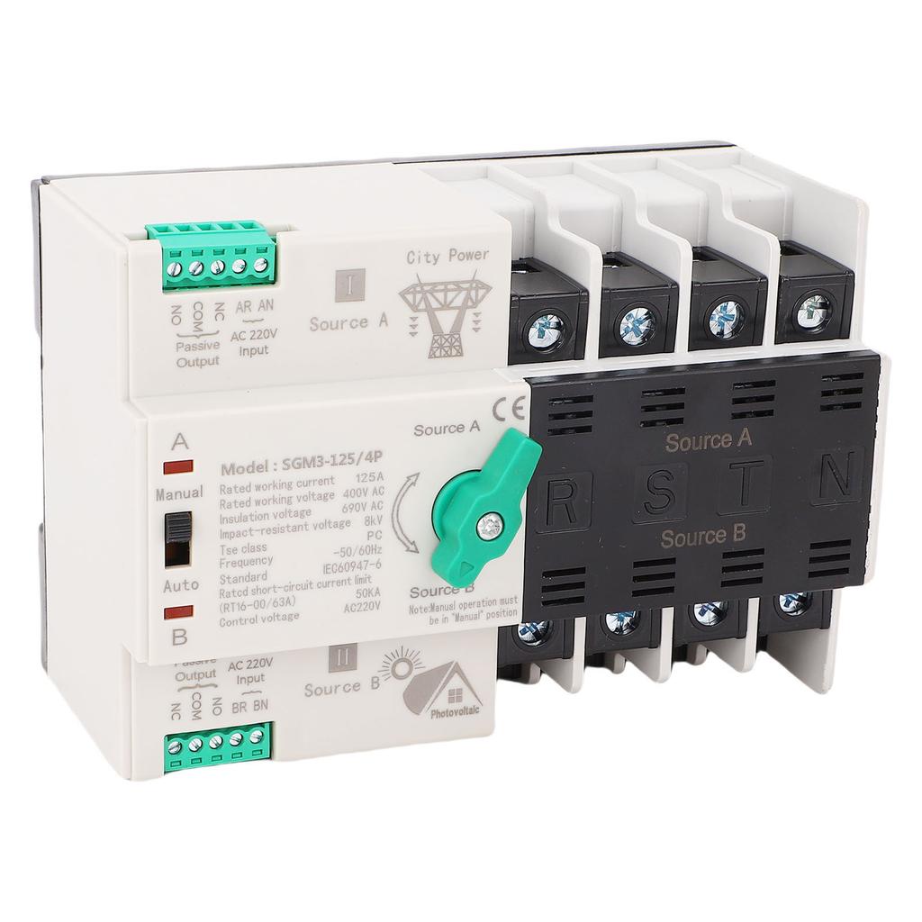 Double Power Automatic Transfer Switch 4P 400V 125A Quick Switching Automatic Transfer Switch ATS