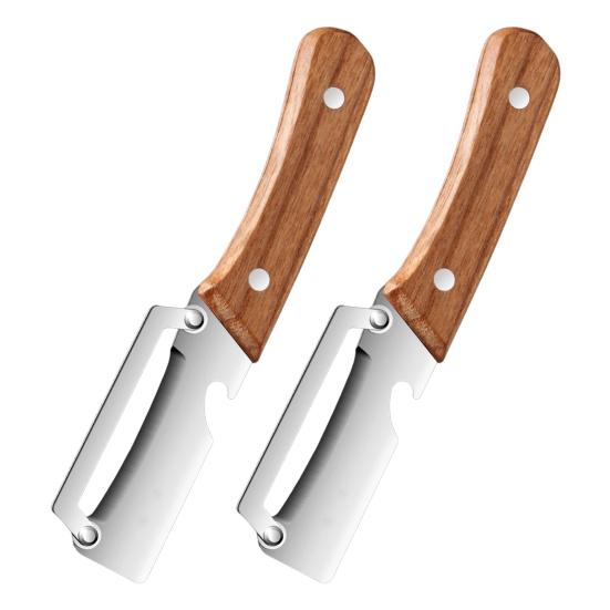 Multi-Peeler with Stainless Steel Blade & Wood Handle Bottle Opener Efficient Vegetable Fruit Peeler for Potatoes Carrots Quick Peeling Kitchen Tool