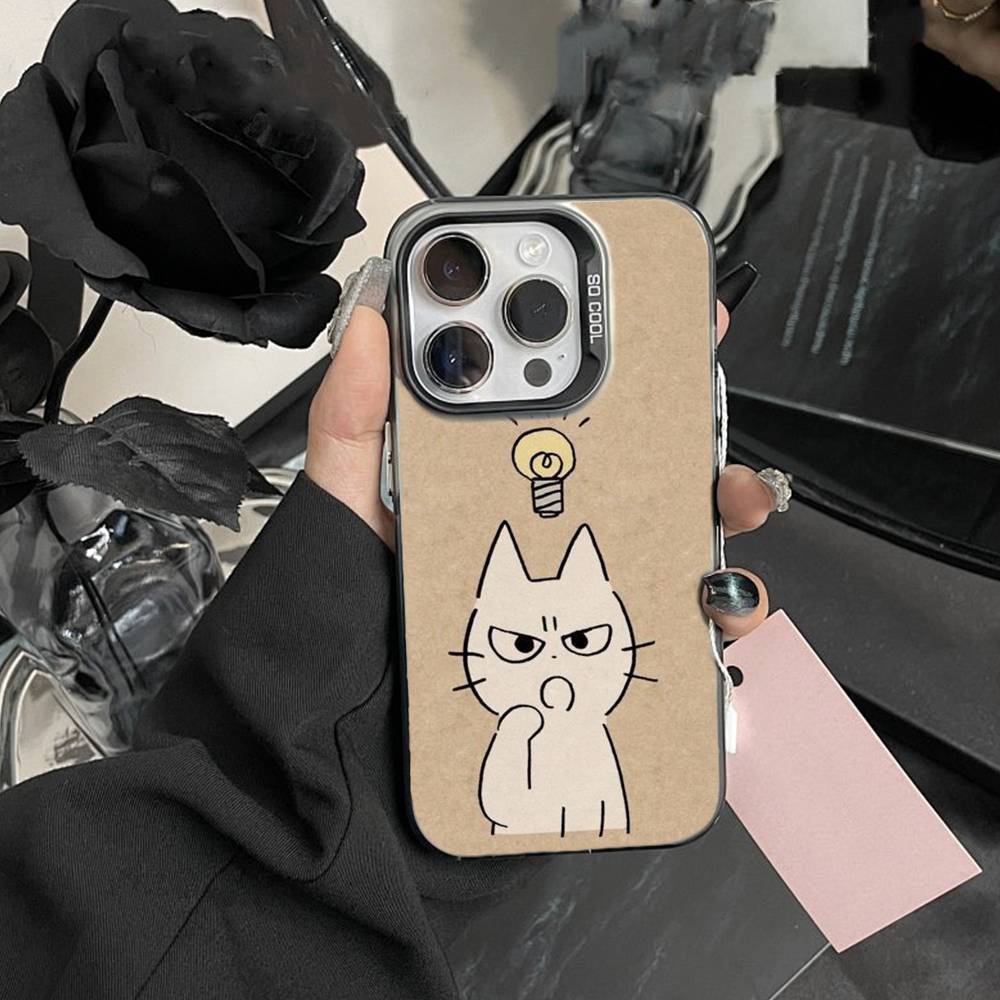 Funny Cat Band Animal Phone Case For iPhone 17,16,15,14,13,12,Pro MAX Black Matte Shockproof Cover
