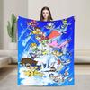 Digimon Adventure Soft Warm Blanket Airplane Travel Plush Throw Blanket Funny Bedroom Flannel Bedspread Sofa Bed Cover