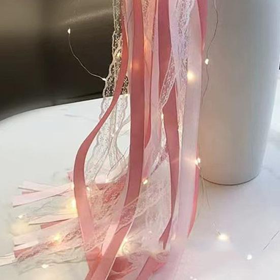 Ribbon Fairy Wand Light-up Wedding Wand Glow Lace And Ribbon Stick with Bell for Wedding Reception Graduation Birthday Party New Year Celebration