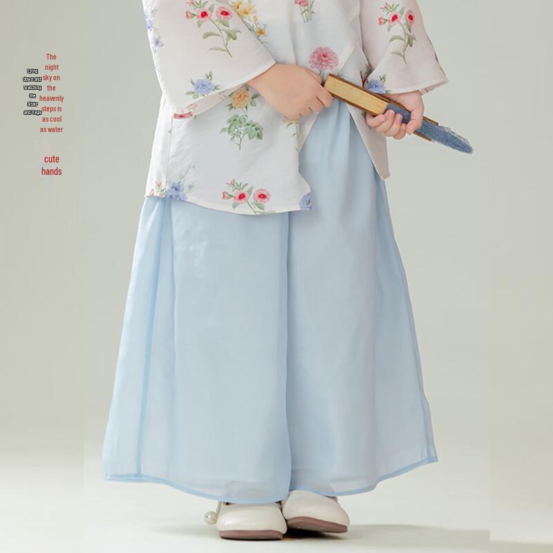 Girl s New Chinese Style Wide-Leg Pants 130