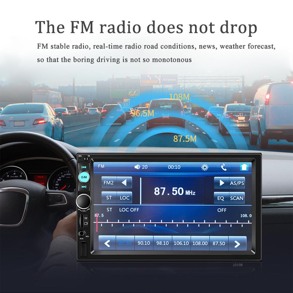 7 Inch Car MP5 Player Carplay Android Auto Double Din Stereo FM Radio Receiver BT Hands-Free Calling Support TF Card/USB/AUX-IN Mirror Phone Link Rev