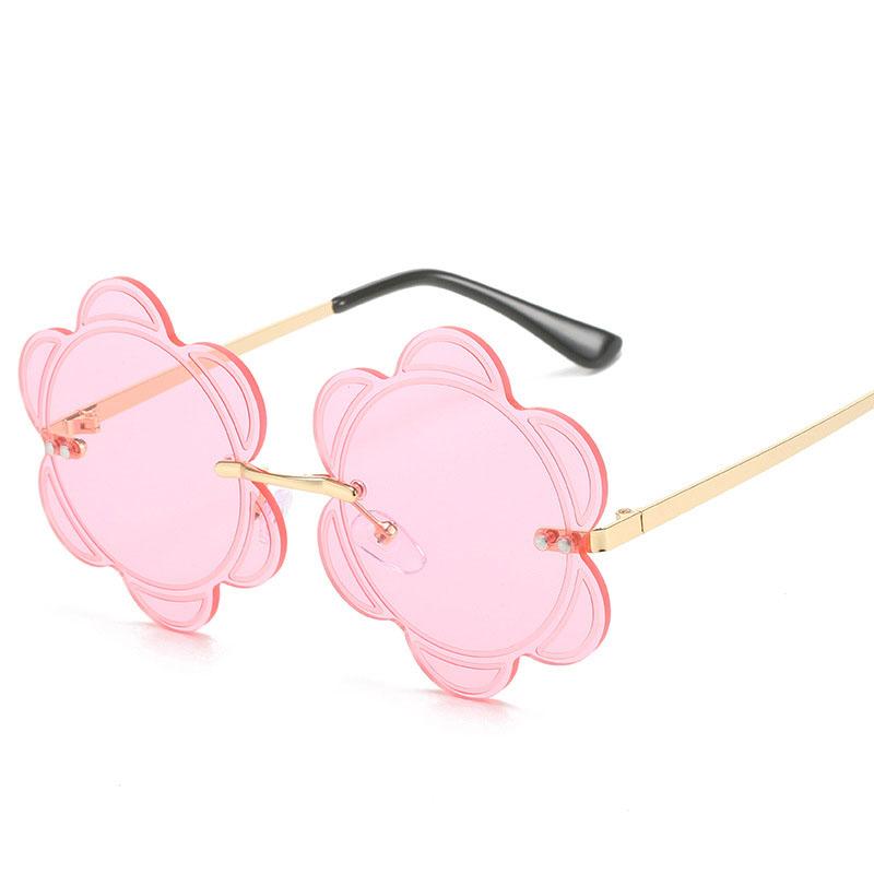 Flower Shape Sunglasses for Women New Fashion Rimless Metal Leg Designer Sunglasses Woman Korean Style Female Sunglass