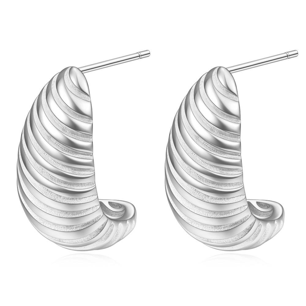 18K Gold 13MM Irregular Spiral Stud Earrings - European & American Fashion, Stainless Steel
