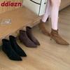 Mode Mode Spitzschuh Moderne Damen Stiefeletten Schuhe Sexy Flock Damen Kurze Stretch Stiefel Mit Weiblichen Niedrigen Absatz Pumps Schuhe