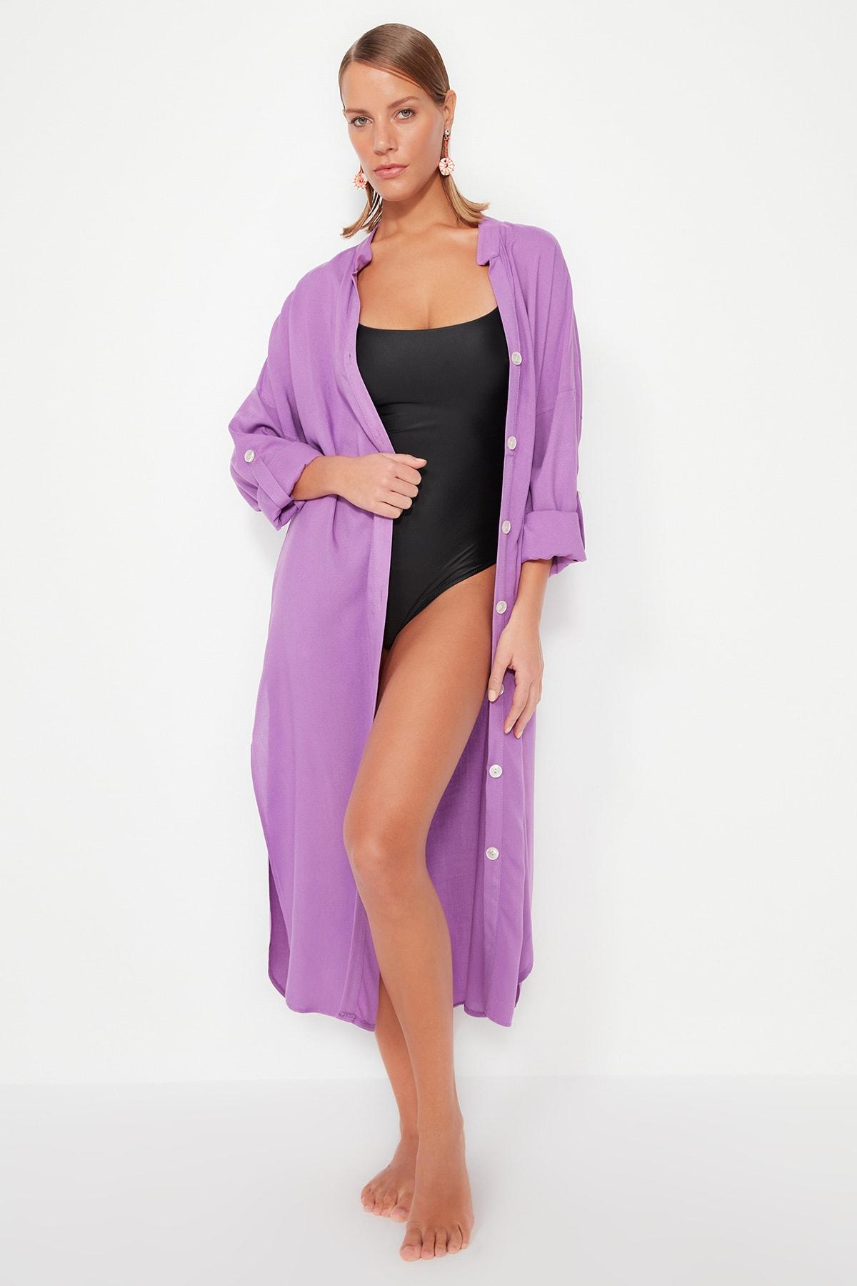 

Пурпурное тканое пляжное платье миди TBESS21EL3318..