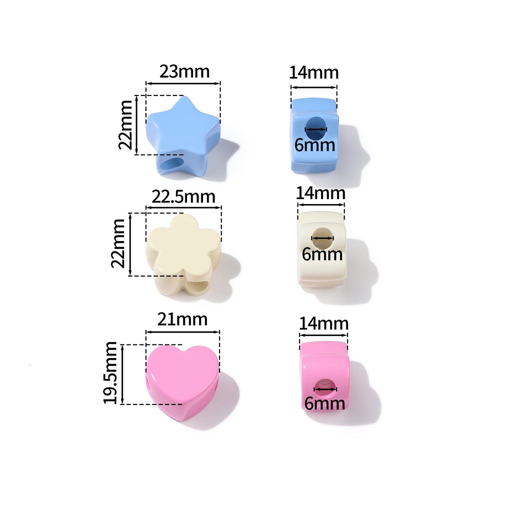 1pc Acrylic Large Hole Beads Star/Flower/Heart Loose Spacer Beads Jewelry DIY Bracelet Phone Chain Keychain Making Supplies