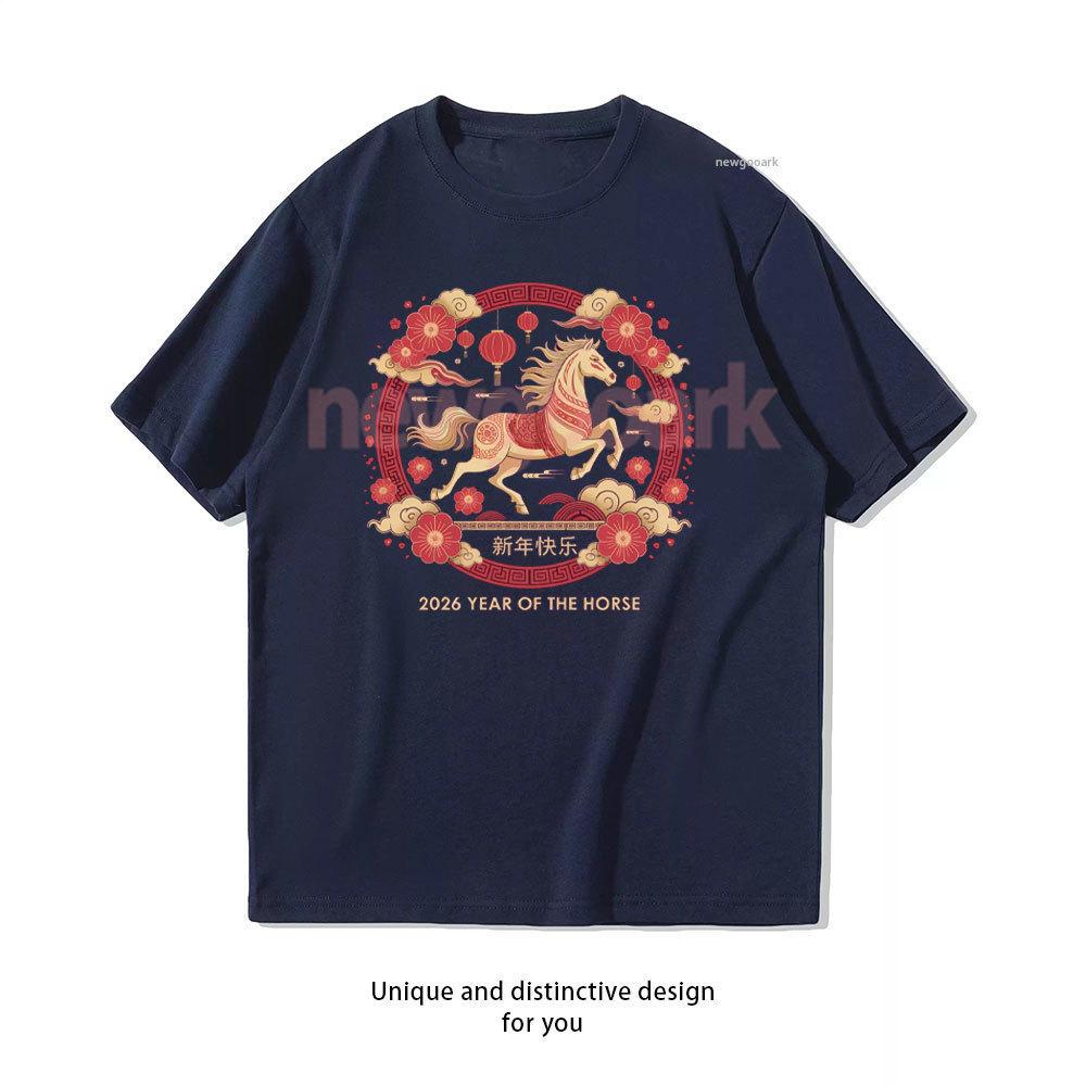 Chinese Zodiac Horse New Year 2026 Graphic T Shirts China New Year 2026 Women Unisex Cotton Tshirt Casual Fashion Cotton Tops