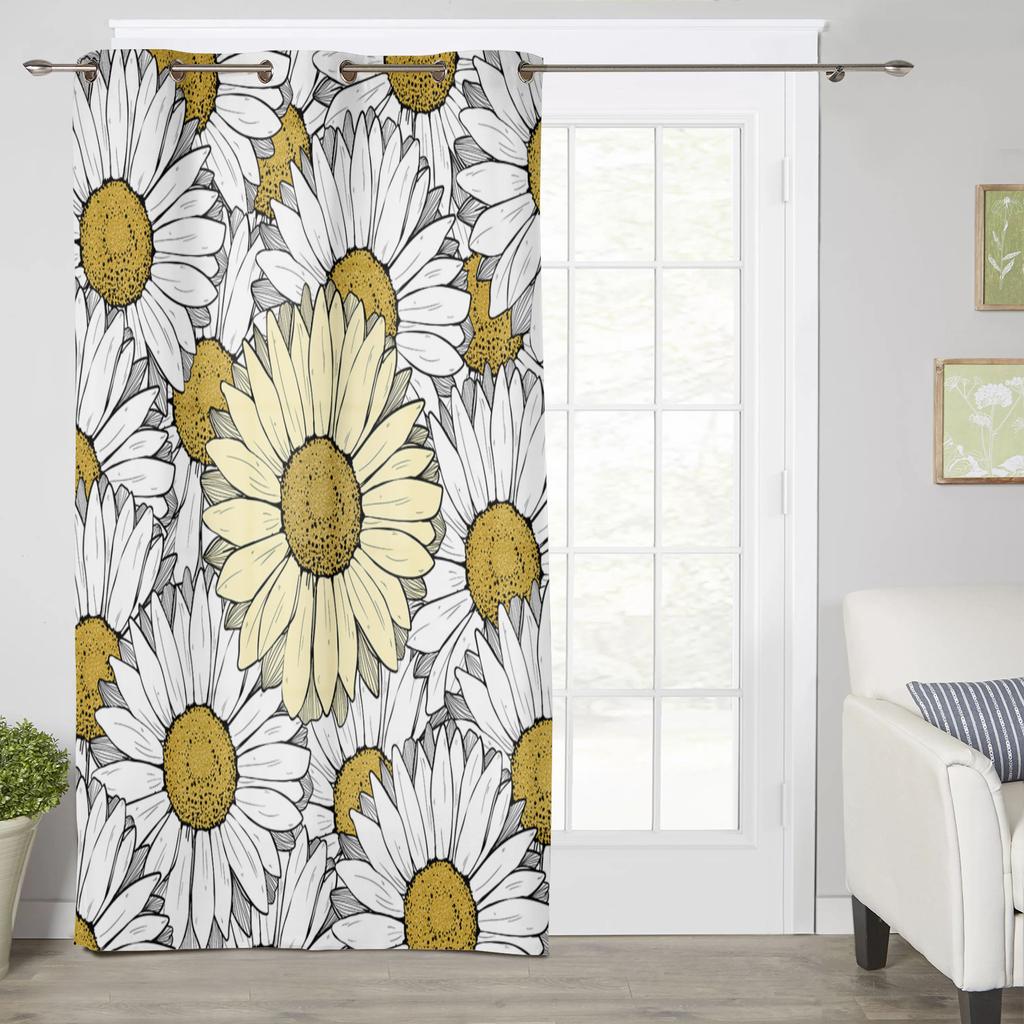 Flowers Chrysanthemum Simple Modern Window Curtains for Living Room Bedroom Curtain Kitchen Treatment Blinds Drapes