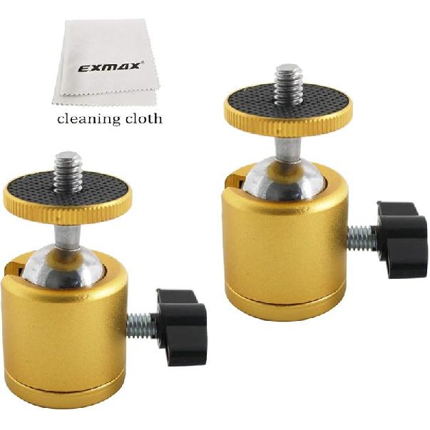 EXMAX 360 Degree Swivel Mini Tripod Ball Head with 1/4” Screw Thread Base for DSLR Camera Camcorder LED Light Tripod Monopod Bracket Compatible