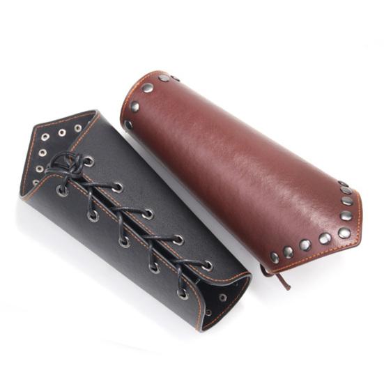 Men Halloween Arm Cuff Adjustable Rivet Decoration Personality Faux Leather Vintage Style Cosplay Medieval Cross Strings Retro Men Oversleeve for