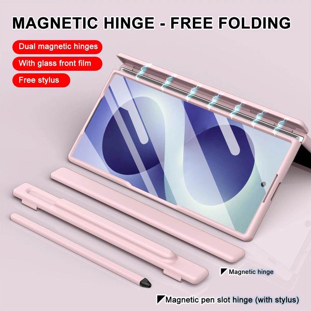Wristband Holder Hinge Phone Case For Samsung Galaxy Z Fold 8ultra 7 With Pen Slot & S Pen Screen Protector Film Protect Cover