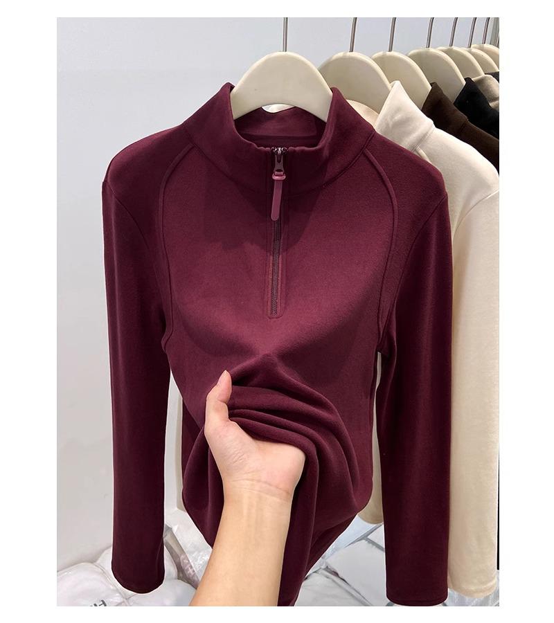 Women's Thickened Double-Sided Fleece Half-Zip Sweatshirt for Autumn and Winter