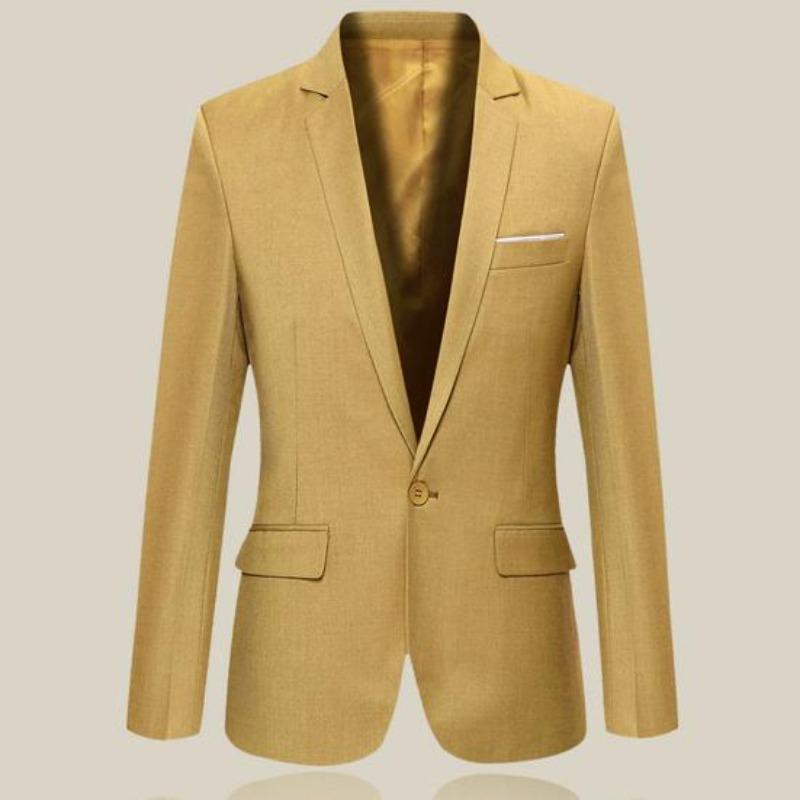 Moda Uomo Tinta Unita Manica Lunga Revers Slim Fit Blazer Abito Cappotto Soprabito