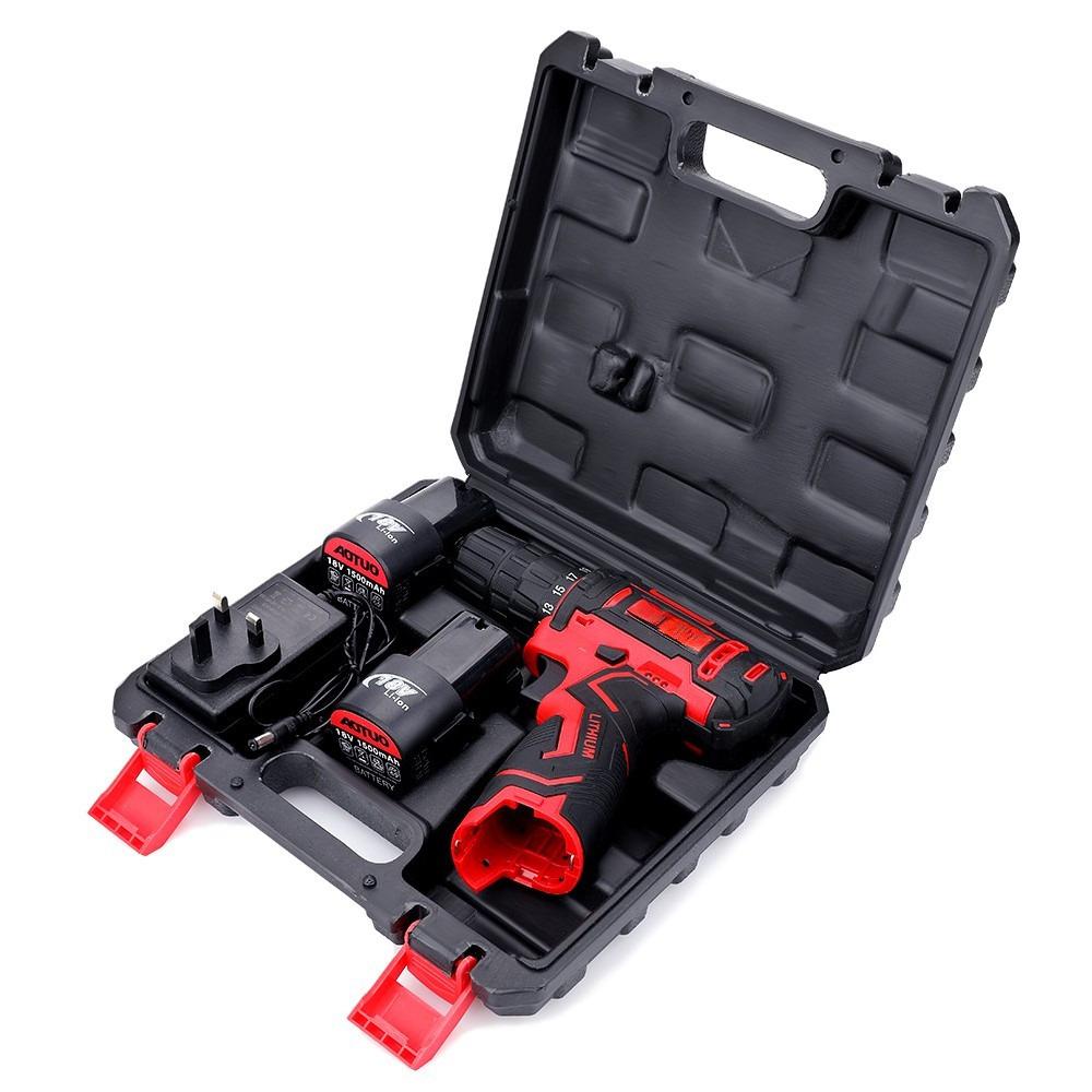 Stufenlose Geschwindigkeitsregelung Schleifen Elektrische Bohrmaschine Handbohrer Bohren von Löchern Schrauben lösen Werkzeug Akku-Schrauber Bohrer