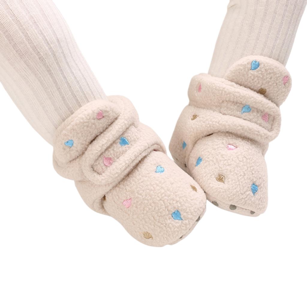 Baby Shoes with Cute Heart Embroidery, Thick and Warm for Infant Girls and Boys 0-12 Months