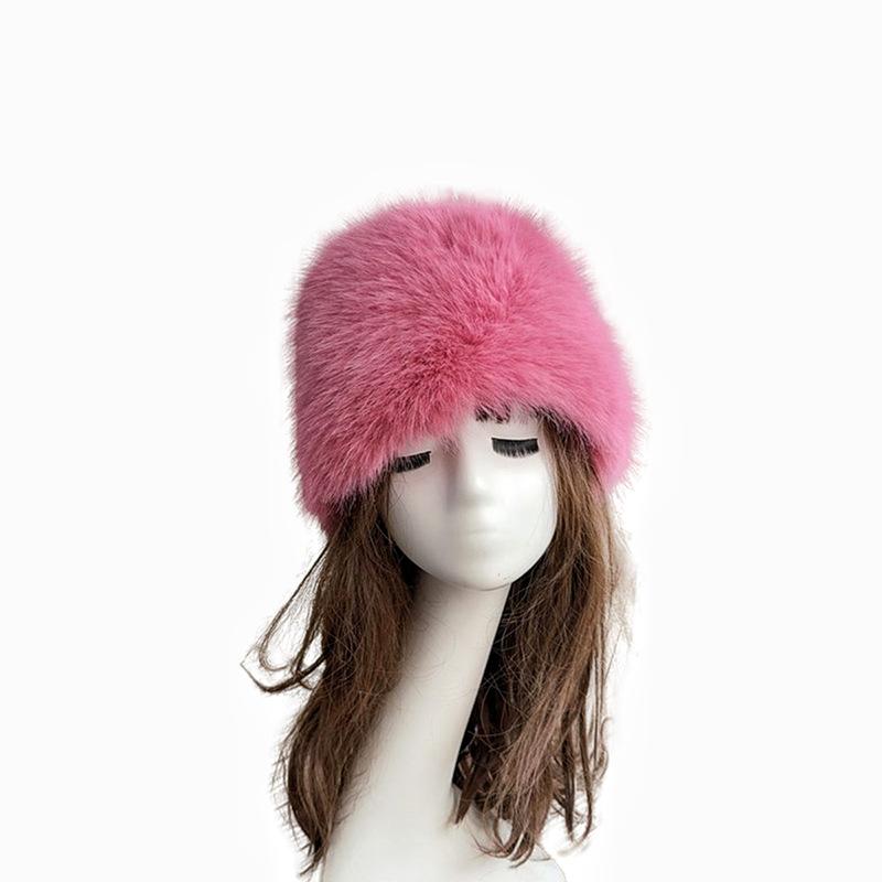 Warm Plush Fisherman Caps Solid Color Faux Fox Fur Basin Hat Autumn Imitation Fur Bucket Cap