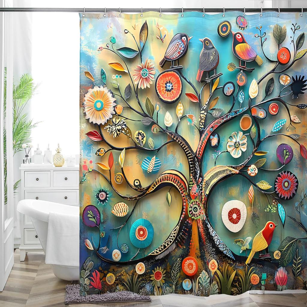 Bohemian Badezimmer Vorhänge Bunter Bohemian Blumendruck Hübsch Hell Polyester Duschvorhang