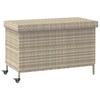 VidaXL Garden Storage Box and Wheels Light Grey Woven Resin, Outdoor Storage Box, Storage 4103830
