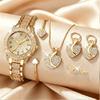 Xiaomi 6PCS Luxury Rhinestone Women Watch Heart Jewelry Set Fashion Arabic Dial Ladies Quartz Wristwatches Relogio Feminino Clock Gift