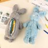 1Pc Cute Rabbit Shape Plush Pencil Case Plush Animal Stuffed Toy Stationery Pouch Makeup Bag Storage Bag School Supplies