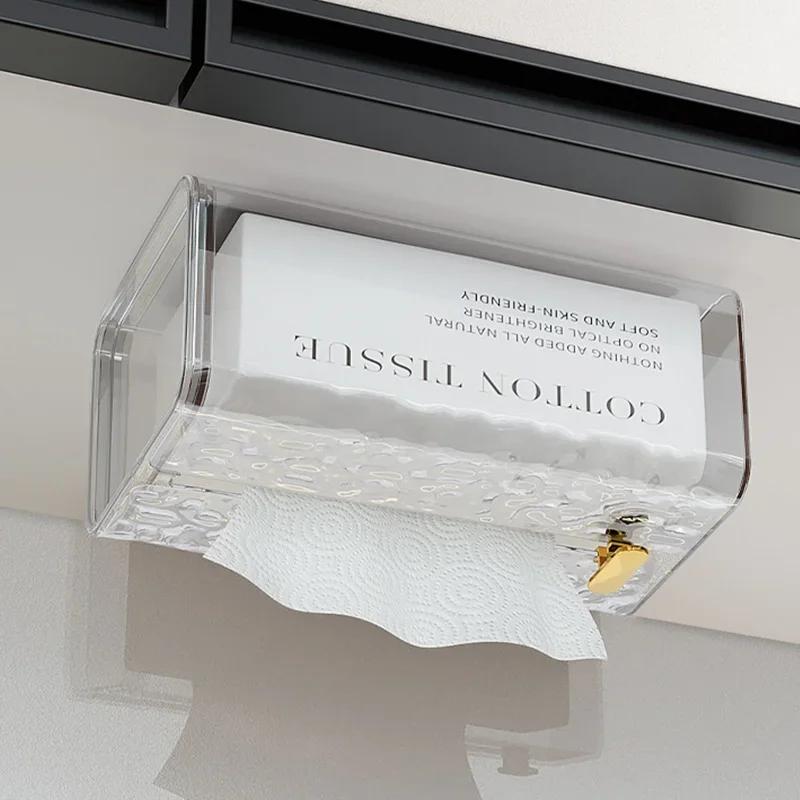 Taschentuchbox Transparent Rechteckig Taschentuch Aufbewahrungsbox Badezimmer Wandmontiert Toilettenpapier Etui Schreibtisch Serviettenbox