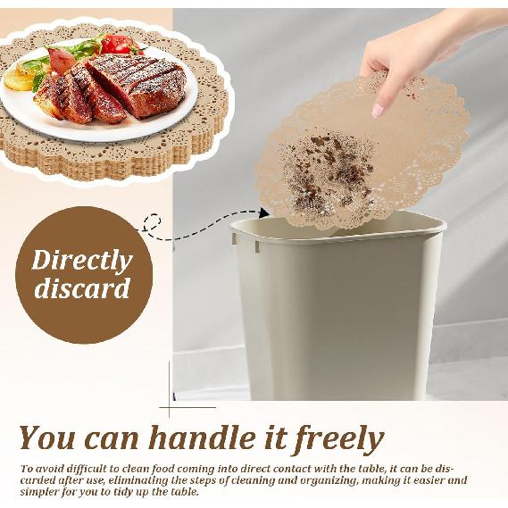 100 Pcs Paper Doilies, 13.4 inch Round Disposable Lace Paper Place Mats Placemat, Decorative Table Pad for Food Cakes Crafts Party Weddings Tableware