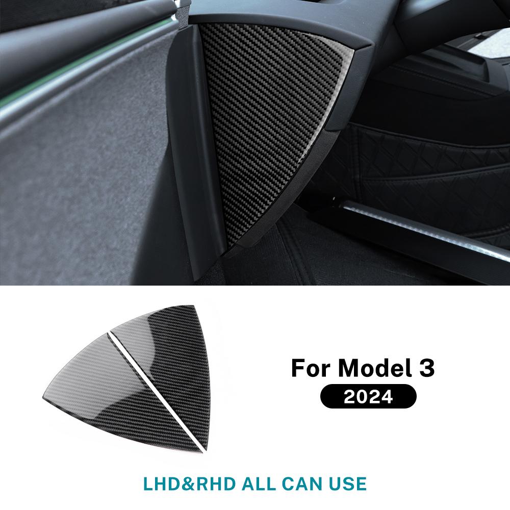 Real Soft Carbon Fiber Sticker For Tesla Model 3 Highland 2025 Car Front Door Slot Panel Interior Trim Decor Accessories