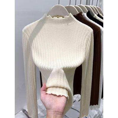 Inside Temperament Semi-turtleneck Slim-fitting Long-sleeved Knitted Sweater Women's Winter Versatile Casual Sweater Base