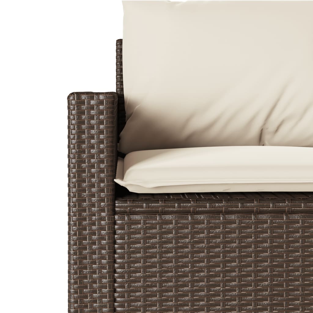 2 Piece Outdoor Dining Set with Cushions Brown Poly Rattan
