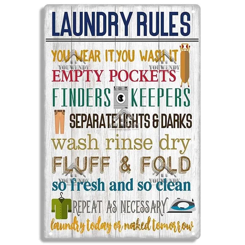 Laundry Sign Vintage Tin Sign, Metal Plaque, Retro Metal Sign, Wall Decor for Laundry Room