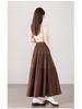 2025 Fall/Winter Layered Woolen Flare A-Line Skirt - Slimming, High-Waist, Long Design