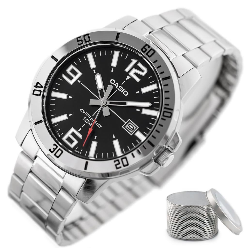 Casio Enticer Stainless Steel Black Dial Casual Analog Sporty Watch MTP-VD01D-1BV Men's