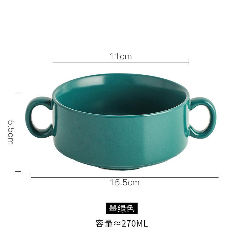 Ceramic Western Soup Cup Binaural Baking Small Bowl Dessert Bowl Bird'S Nest Bowl Tremella Steamed Egg Water-Proof Gift