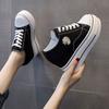 Women's Canvas Shoes Spring Autumn Black Ladies Footwear High on Platform Fashion 2025 Quality Vulcanized Shoe Designer Luxury