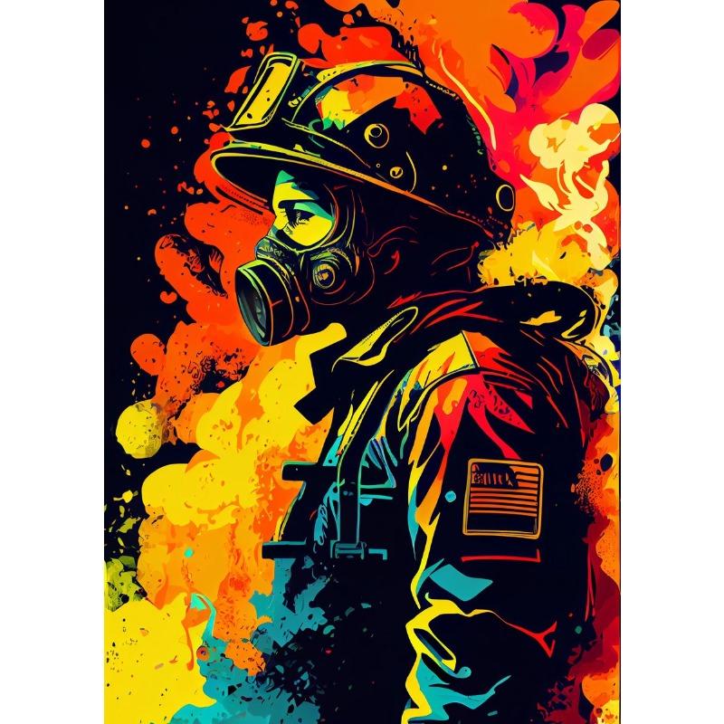Vintage Brave Firefighter Fire Smoke Firefighter Fire Truck Art Posters Canvas Painting Wall Prints Picture for Room Home Decor