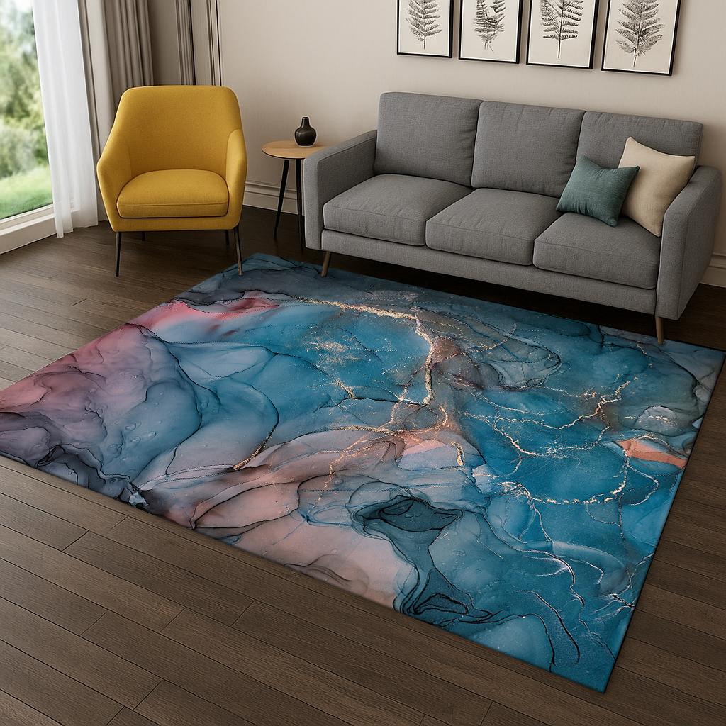 Τρισδιάστατο Χαλί με Μοτίβο Υφής Μαρμάρου για Σπίτι Υπνοδωμάτιο Σαλόνι Καναπέ Πατάκι Πόρτας Διακόσμηση Κουζίνας, Παιδικό Παιχνίδι Αντιολισθητικό Πατάκι Δαπέδου Δώρο