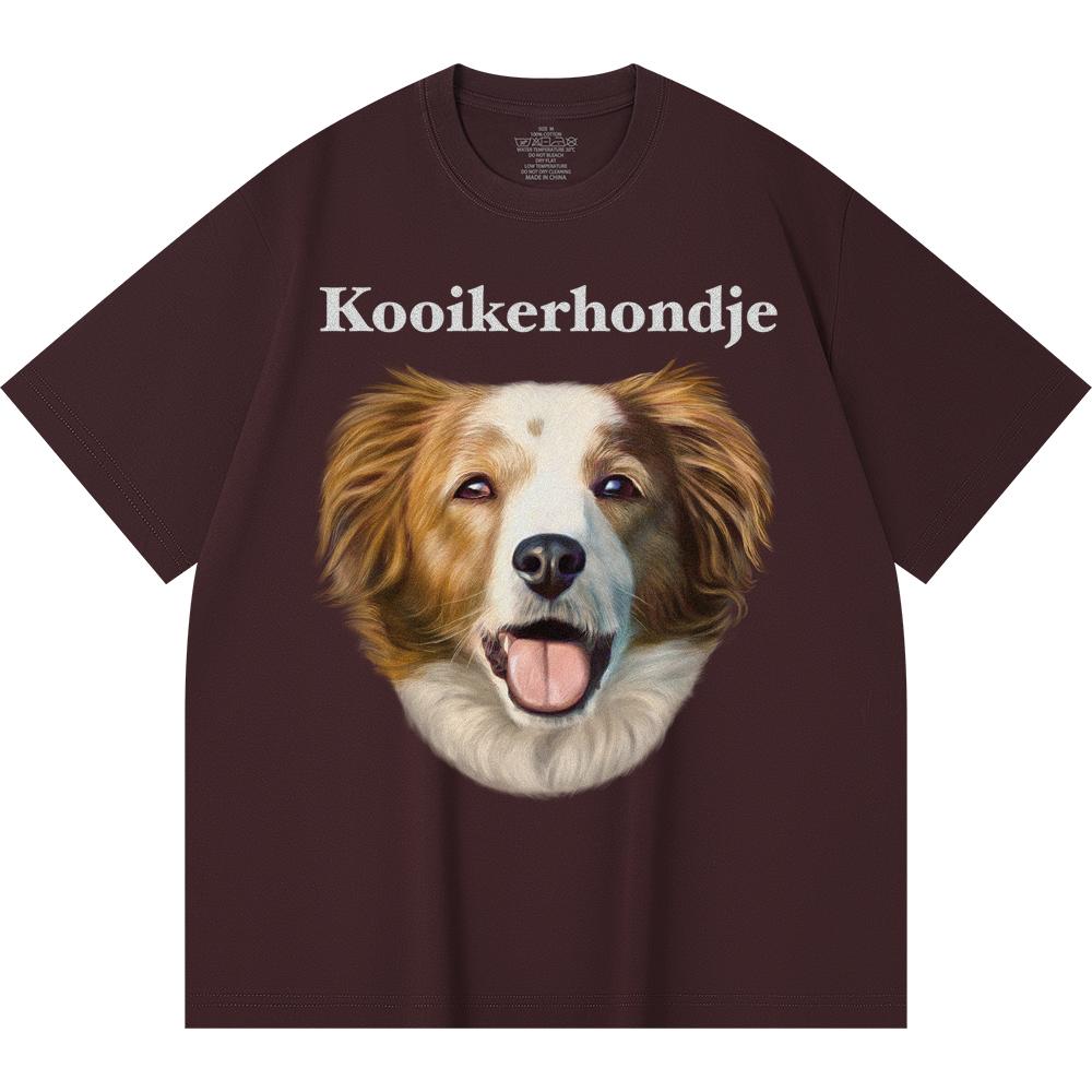 

Футболка из 100% хлопка плотностью 230 г/м2 с принтом Kooikerhondje, забавная футболка из чесаного хлопка в стиле Харадзюку 2XL вино красного