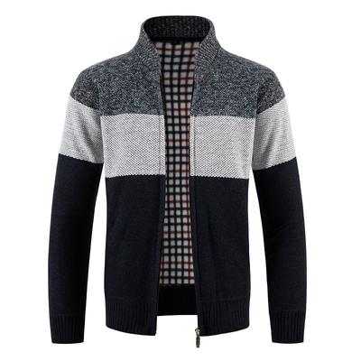 Herbst- und Winter Herren Casual Strickjacke Pullover Jacke, Herren Farbpassender Strickpullover