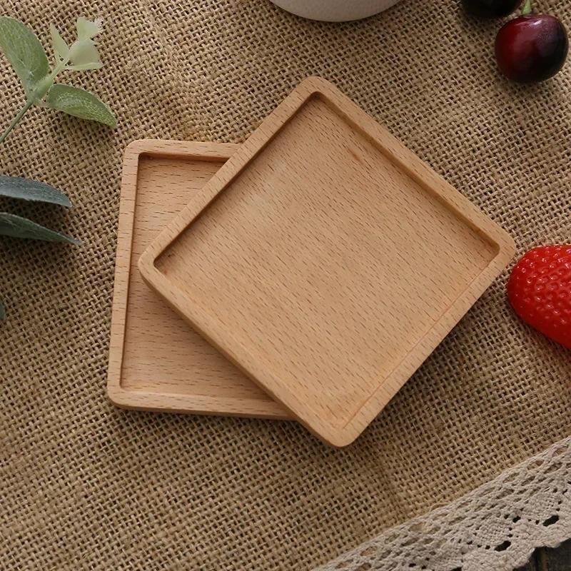 2PCS Solid Walnut Wood Coaster Round Square Beech Wood Cup Mat Durable Heat Resistant Tea Coffee Cup Pad Placemats 88cm/346in