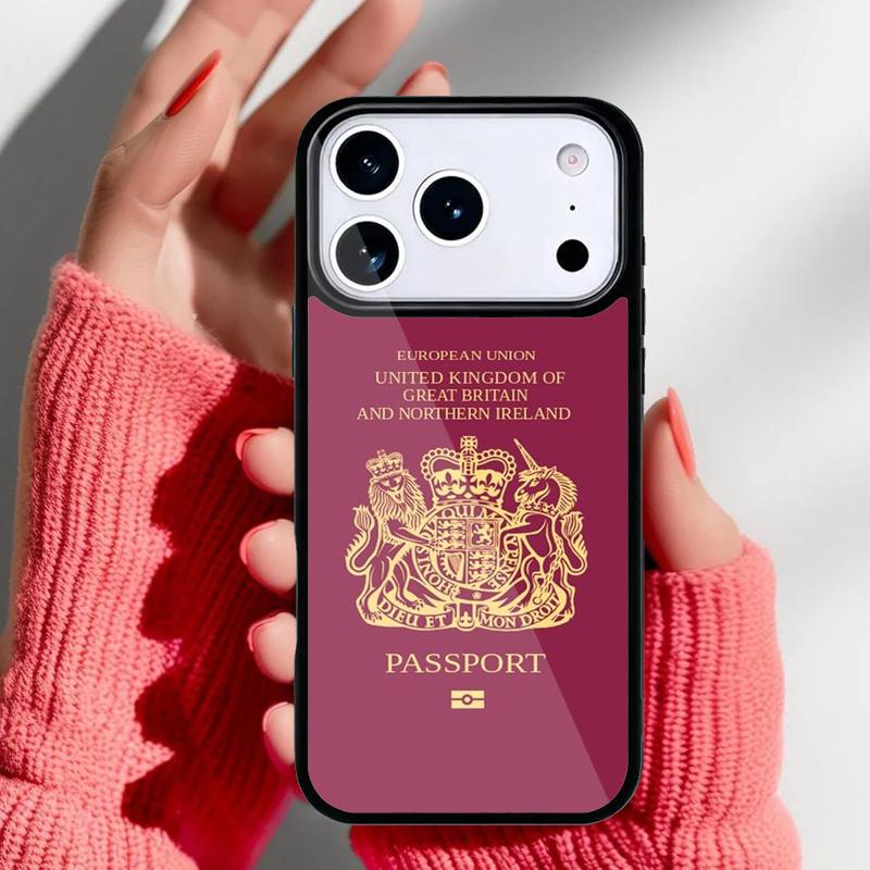 United Kingdom British Passport Phone Case for iPhone 17 Air 16e 15 14 13 Pro Max Back Cover for 12 11 Pro Coque