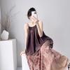 Cotton silk summer bohemian print suspender dress women's ethnic style retro loose medium and long vacation dress