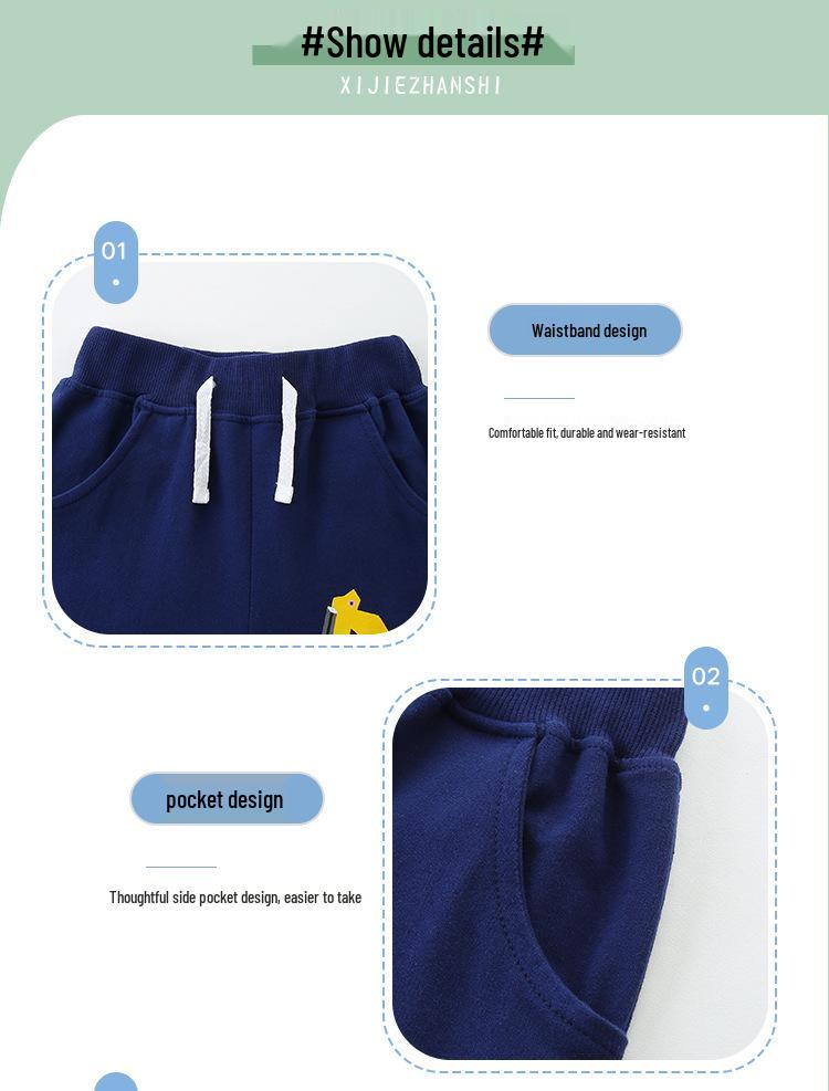 Pantaloni Scurți Sport pentru Copii de Vară cu Imprimeu Excavator - Stil European și American