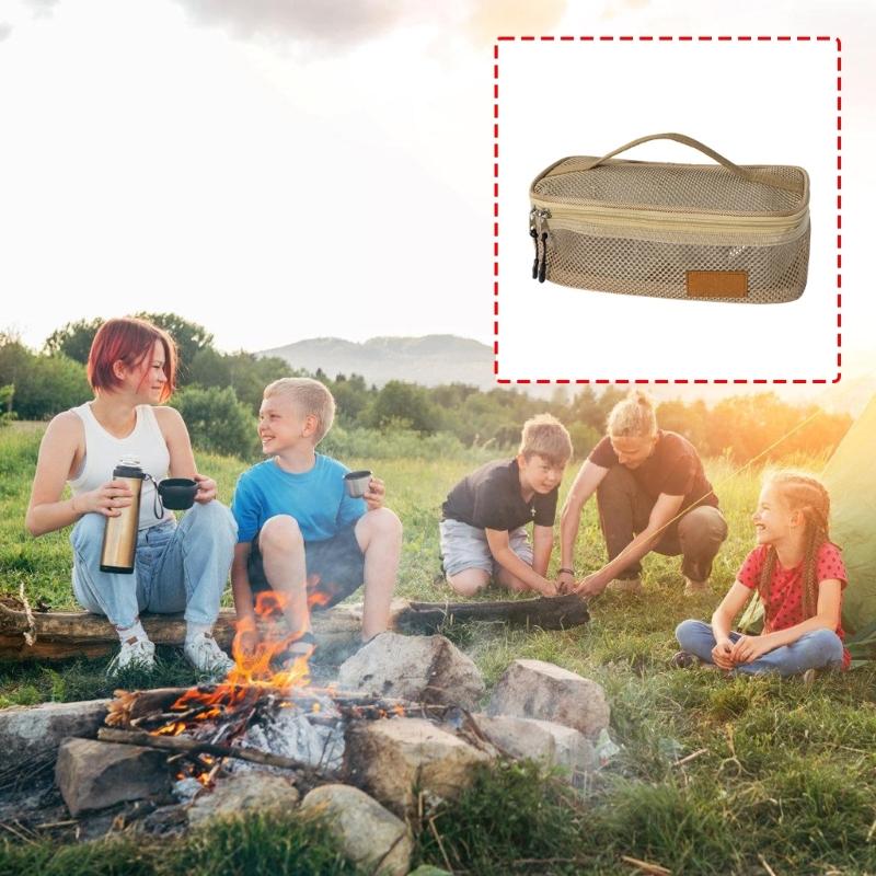 Camping Cooking Utensils Organizers Travel Cutlery Tableware Bag Cooker Storage Wear-Resistant Kitchen Cookware Handbag