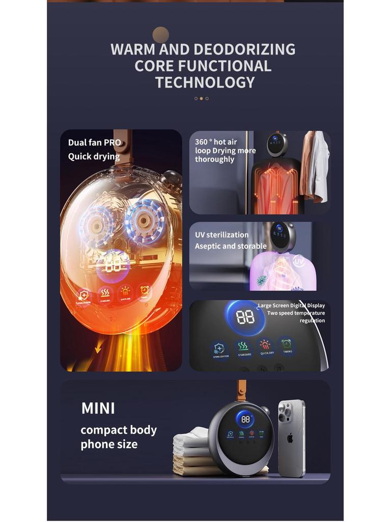 Portable Foldable Clothes Dryer and Sterilizer for Dormitories