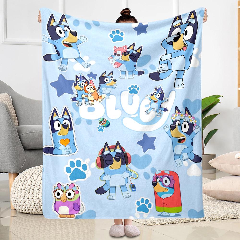 Bluey's Colorful Adventures Blanket Ultra-Soft Perfect for Livingroom Seaside Bedding All-Season Use Playful Design